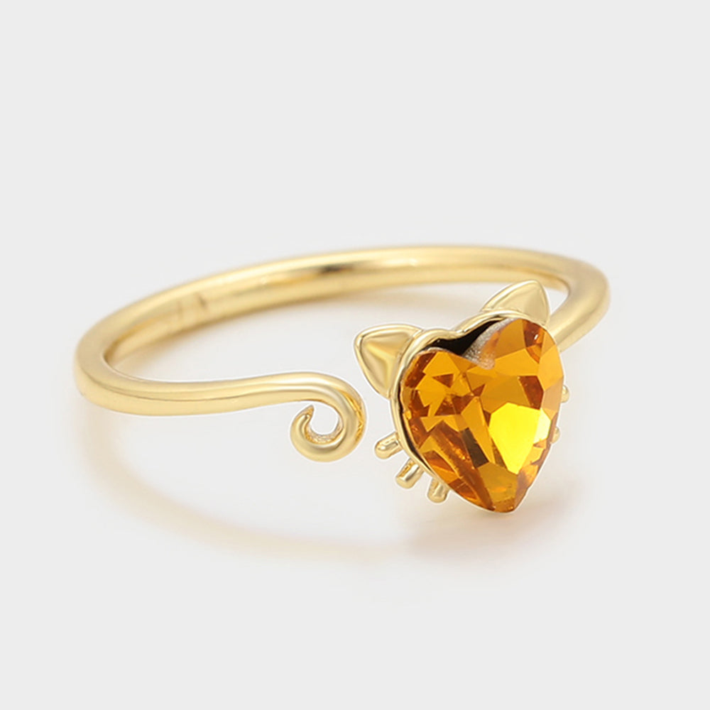 Anillo de Aleación Bañado en Oro con Cristal Emporia® Amarillo 4 