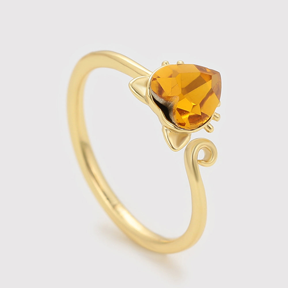Anillo de Aleación Bañado en Oro con Cristal Emporia® Amarillo 5 