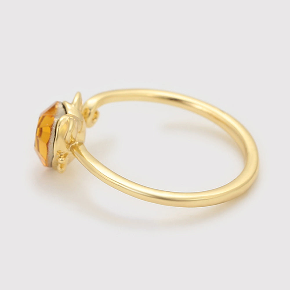 Anillo de Aleación Bañado en Oro con Cristal Emporia® Amarillo 6 