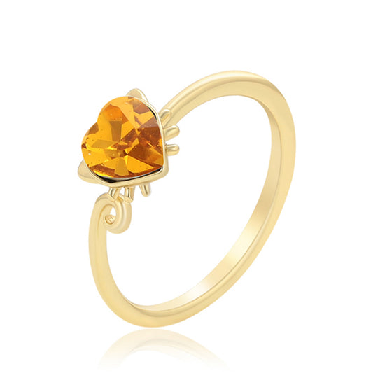 Anillo de Aleación Bañado en Oro con Cristal Emporia® Amarillo