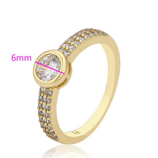 Anillo de Aleación Bañado en Oro con Cristal Emporia® Blanco