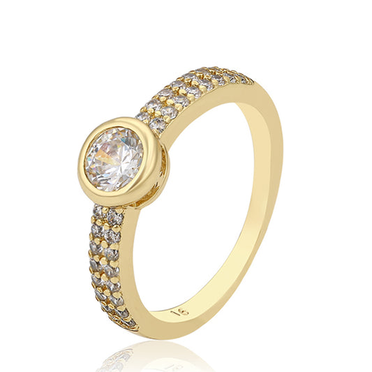 Anillo de Aleación Bañado en Oro con Cristal Emporia® Blanco