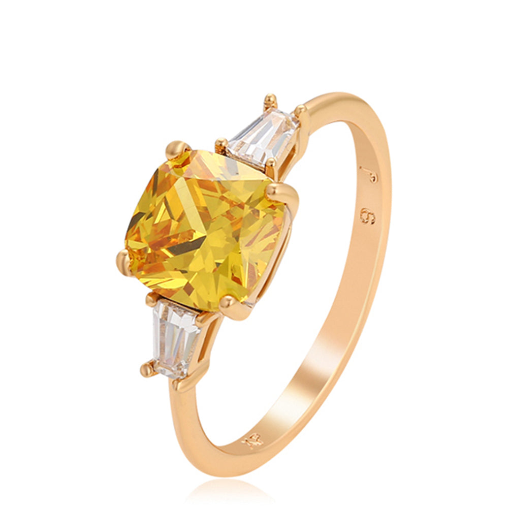Anillo de Aleación Bañado en Oro con Cristal Emporia® Amarillo y Cristal Emporia® Blanco 1 