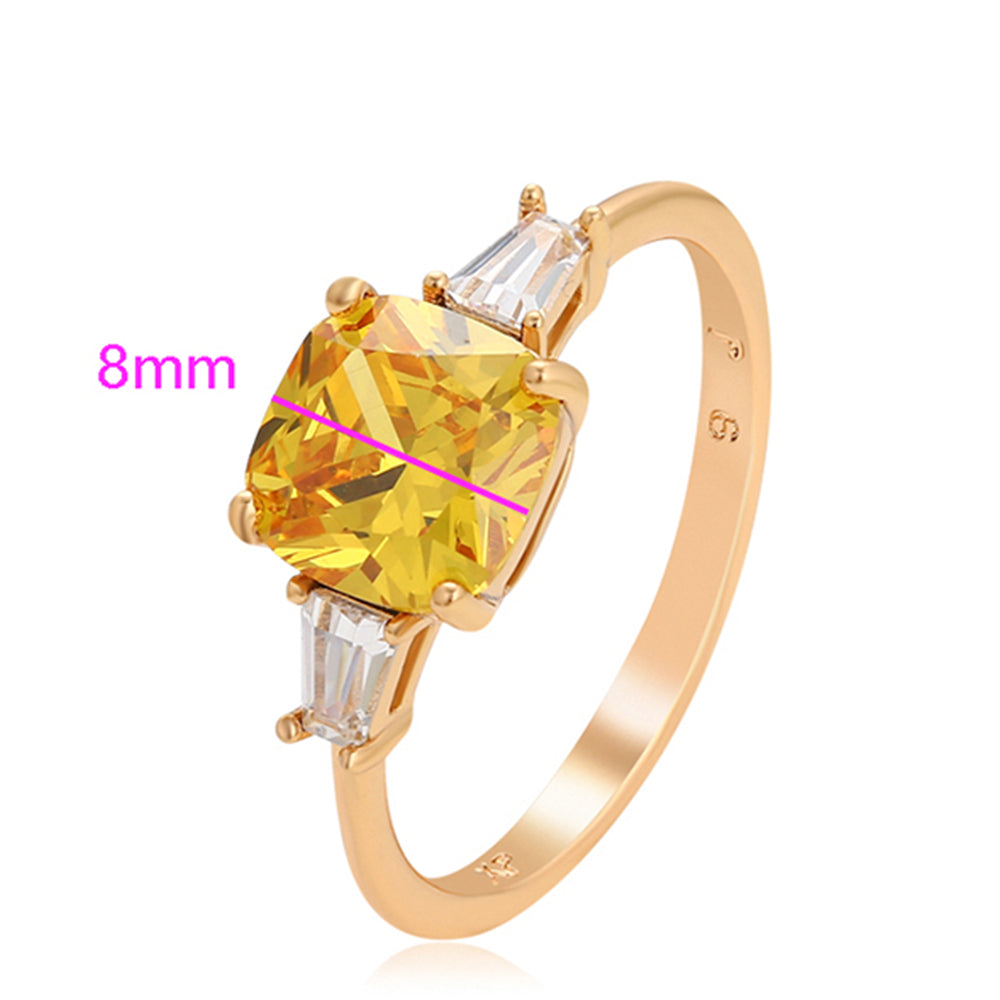 Anillo de Aleación Bañado en Oro con Cristal Emporia® Amarillo y Cristal Emporia® Blanco 2 