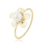 Anillo de Aleación Bañado en Oro con Perla de cristal