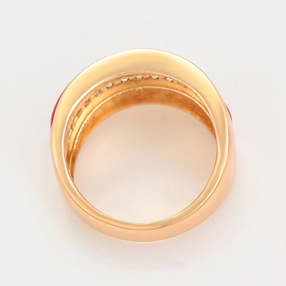 Conjunto de Aleación Bañado en Oro con Cristal Emporia® Rojo y Cristal Emporia® Blanco ( Pendientes +Anillo ) 6 