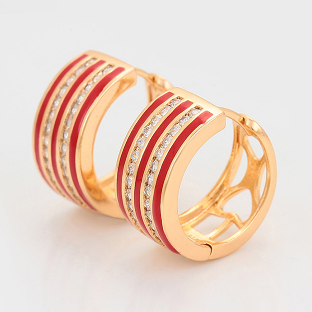 Conjunto de Aleación Bañado en Oro con Cristal Emporia® Rojo y Cristal Emporia® Blanco ( Pendientes +Anillo ) 8 