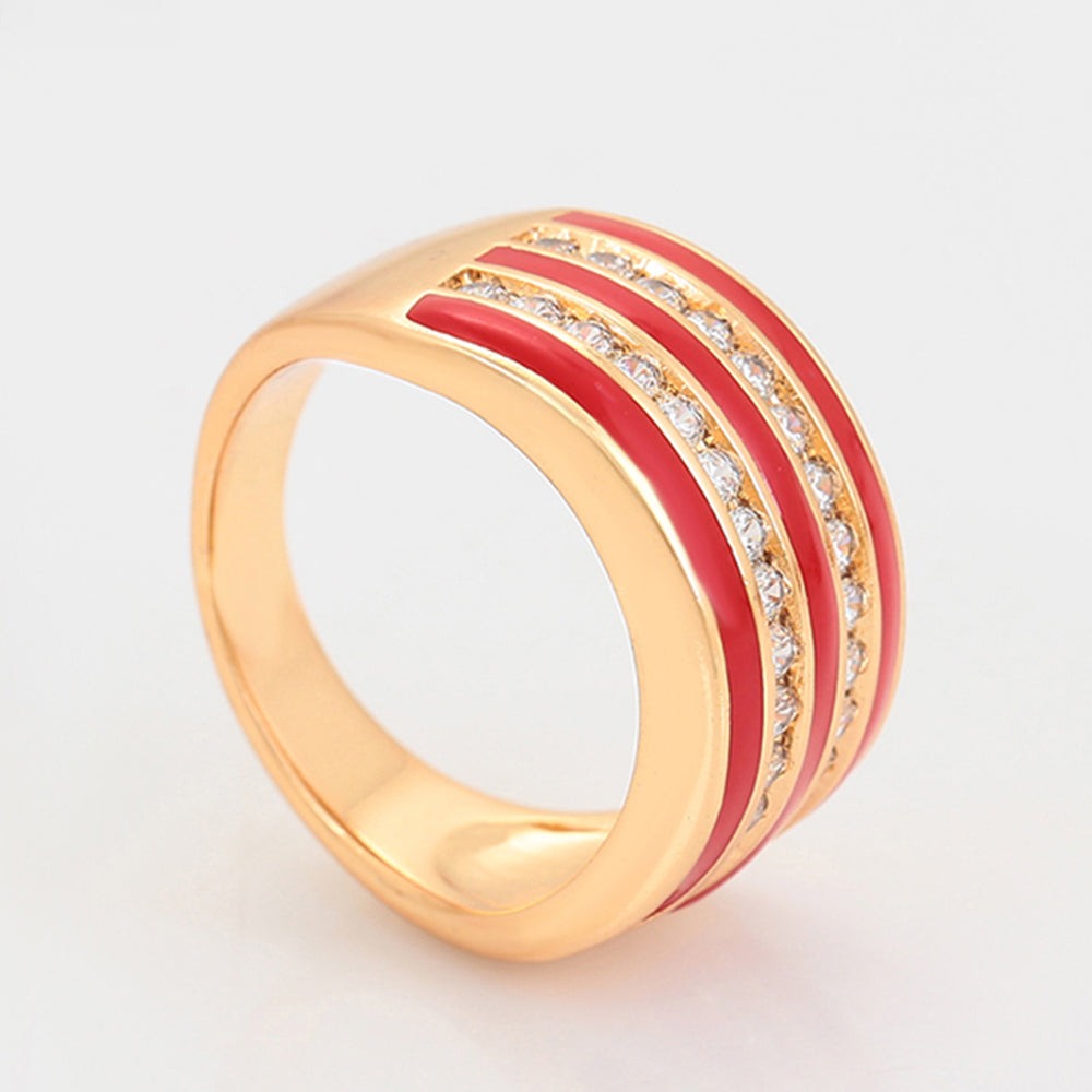 Conjunto de Aleación Bañado en Oro con Cristal Emporia® Rojo y Cristal Emporia® Blanco ( Pendientes +Anillo )