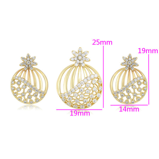 Conjunto de Aleación Bañado en Oro con Cristal Emporia® Blanco ( Pendientes +Colgante )