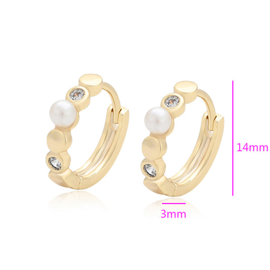 Pendientes de Aleación Bañado en Oro con Cristal Emporia® Blanco y Perla de cristal