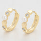 Pendientes de Aleación Bañado en Oro con Cristal Emporia® Blanco y Perla de cristal