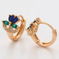 Pendientes de Aleación Bañado en Oro con Cristal Emporia® Verde y Cristal Emporia® Azul