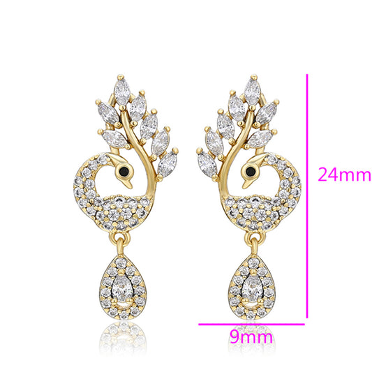 Pendientes de Aleación Bañado en Oro con Cristal Emporia® Blanco
