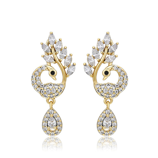 Pendientes de Aleación Bañado en Oro con Cristal Emporia® Blanco