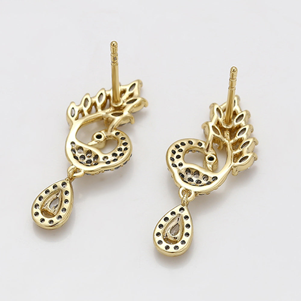 Pendientes de Aleación Bañado en Oro con Cristal Emporia® Blanco 7 