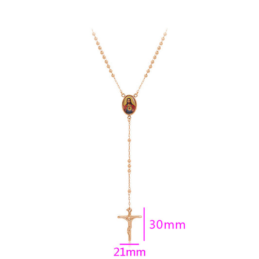 Cruz Collar de Aleación Bañado en Oro con Esmalte