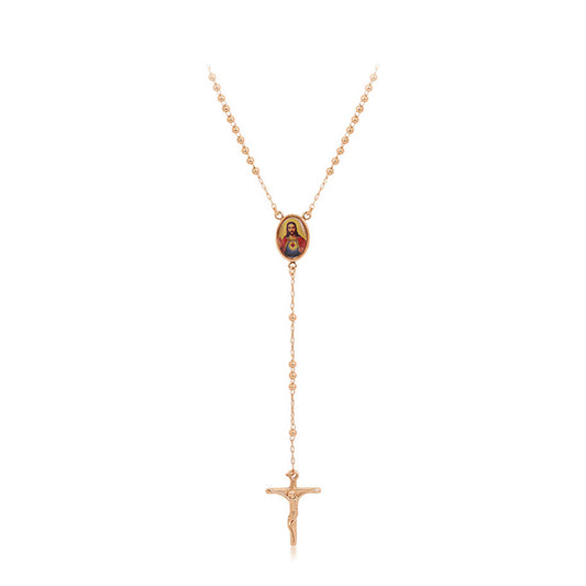 Cruz Collar de Aleación Bañado en Oro con Esmalte