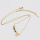 Collar de Aleación Bañado en Oro con Cristal Emporia® Rojo y Cristal Emporia® Verde