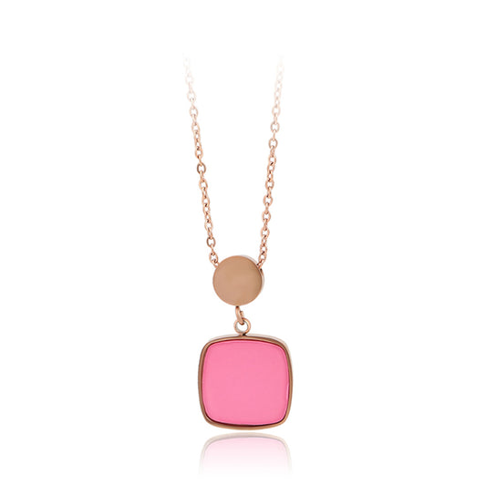 Collar de Aleación Bañado en Oro con Cristal Emporia® Rosa