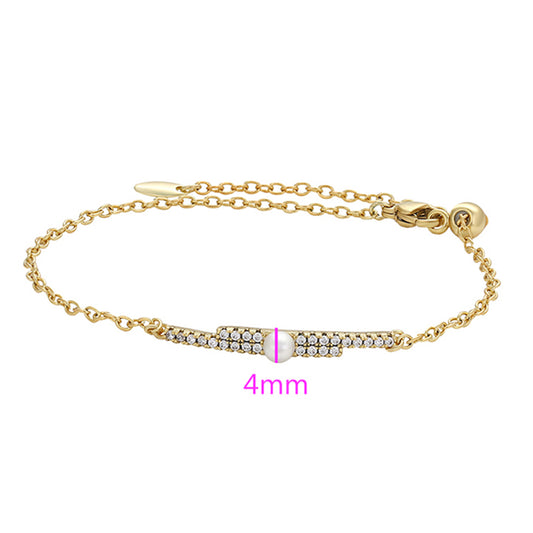 Pulsera de Aleación Bañado en Oro con Perla de cristal y Cristal Emporia® Blanco