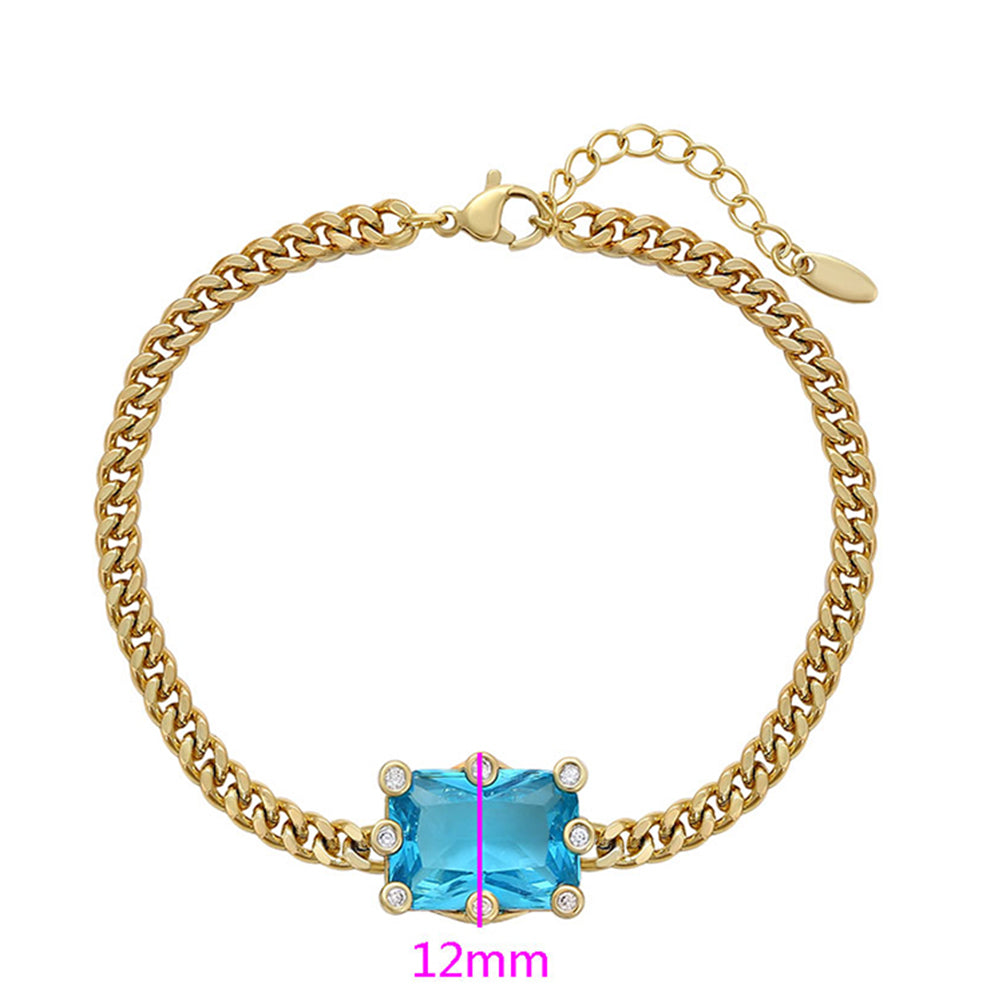 Pulsera de Aleación Bañado en Oro con Cristal Emporia® Azul 2 
