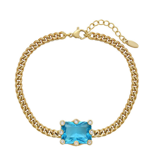 Pulsera de Aleación Bañado en Oro con Cristal Emporia® Azul