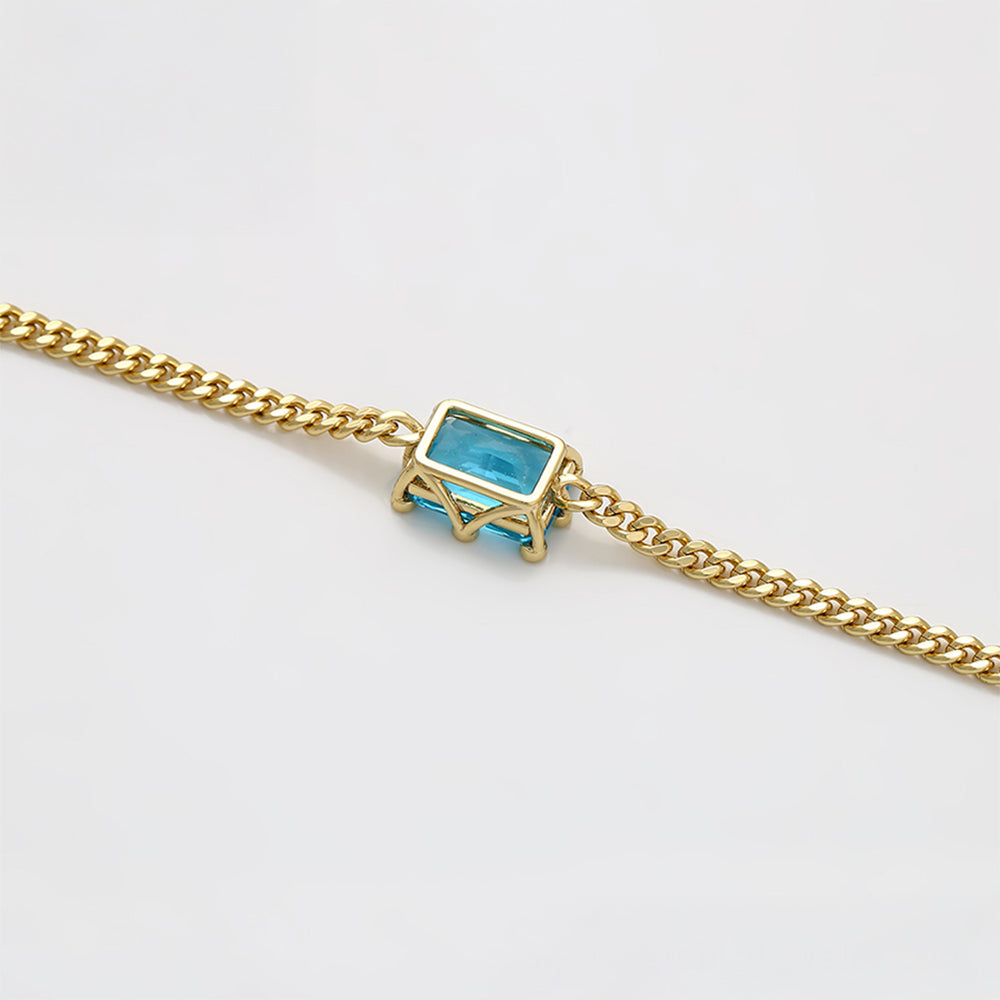 Pulsera de Aleación Bañado en Oro con Cristal Emporia® Azul 6 