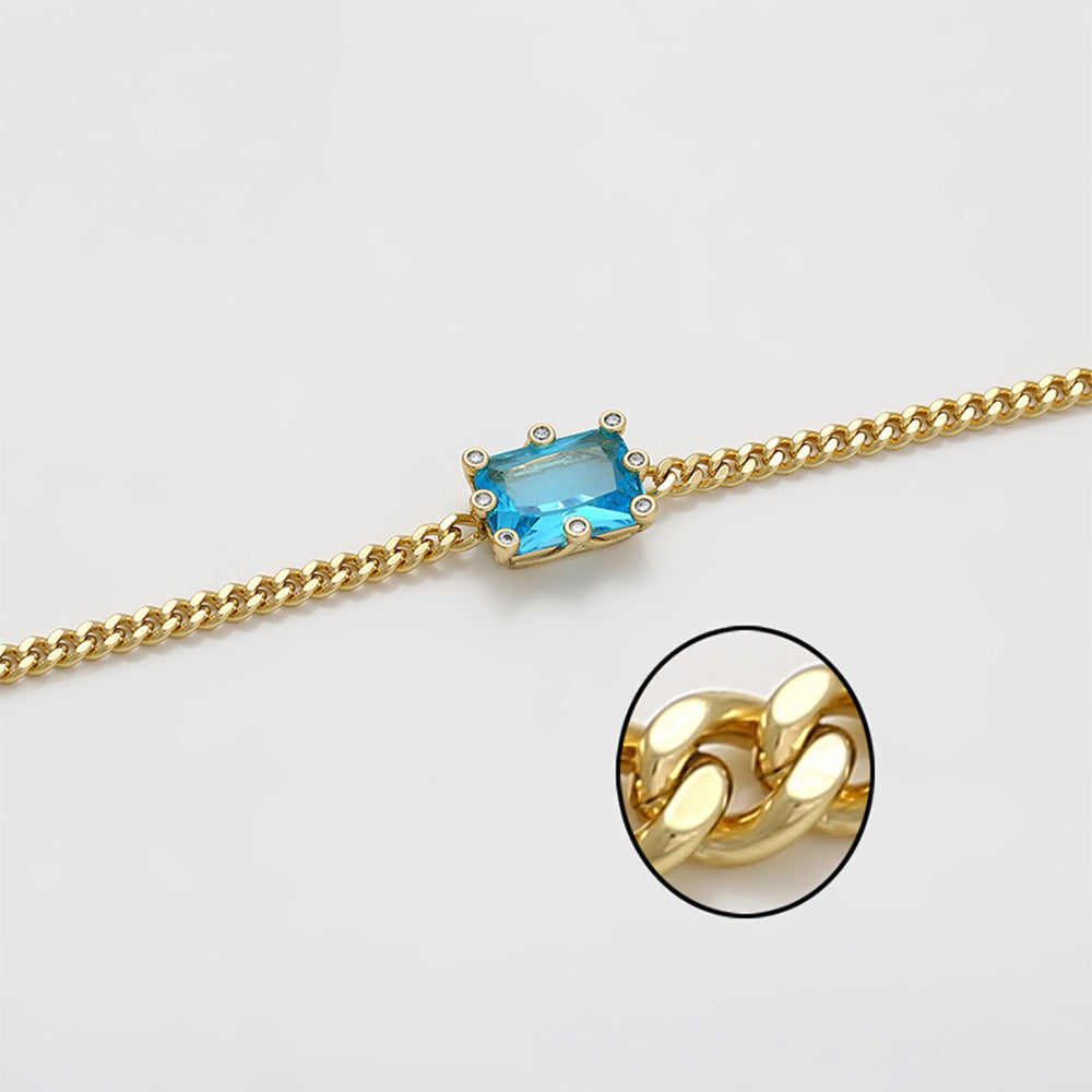Pulsera de Aleación Bañado en Oro con Cristal Emporia® Azul 7 