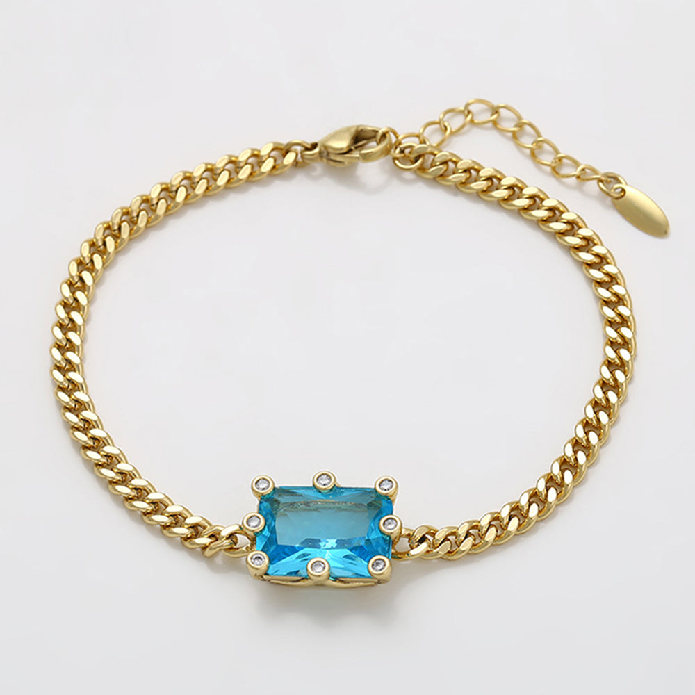 Pulsera de Aleación Bañado en Oro con Cristal Emporia® Azul