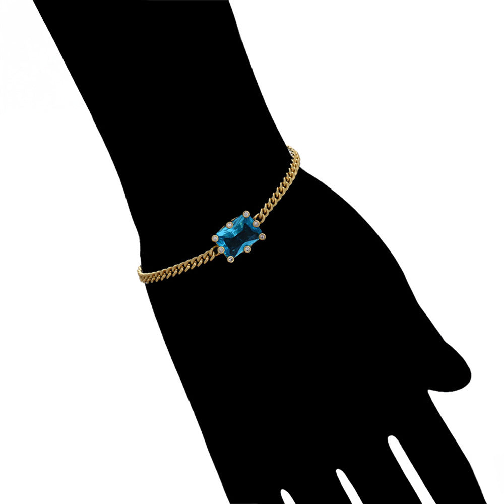 Pulsera de Aleación Bañado en Oro con Cristal Emporia® Azul 9 