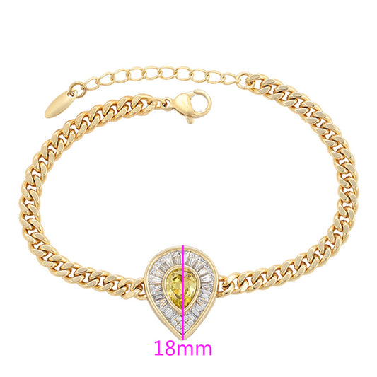 Pulsera de Aleación Bañado en Oro con Cristal Emporia® Amarillo y Cristal Emporia® Blanco