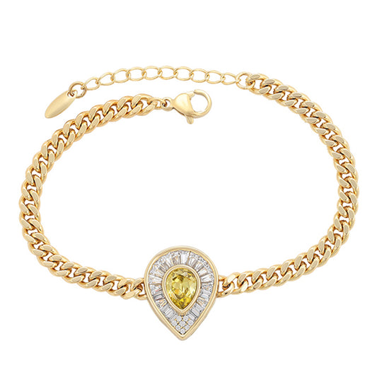 Pulsera de Aleación Bañado en Oro con Cristal Emporia® Amarillo y Cristal Emporia® Blanco