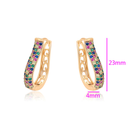 Pendientes de Aleación Bañado en Oro con Cristal Emporia® Rojo y Cristal Emporia® Azul