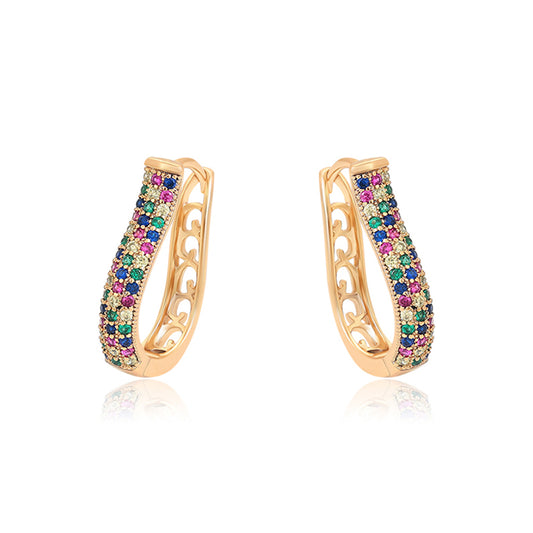 Pendientes de Aleación Bañado en Oro con Cristal Emporia® Rojo y Cristal Emporia® Azul