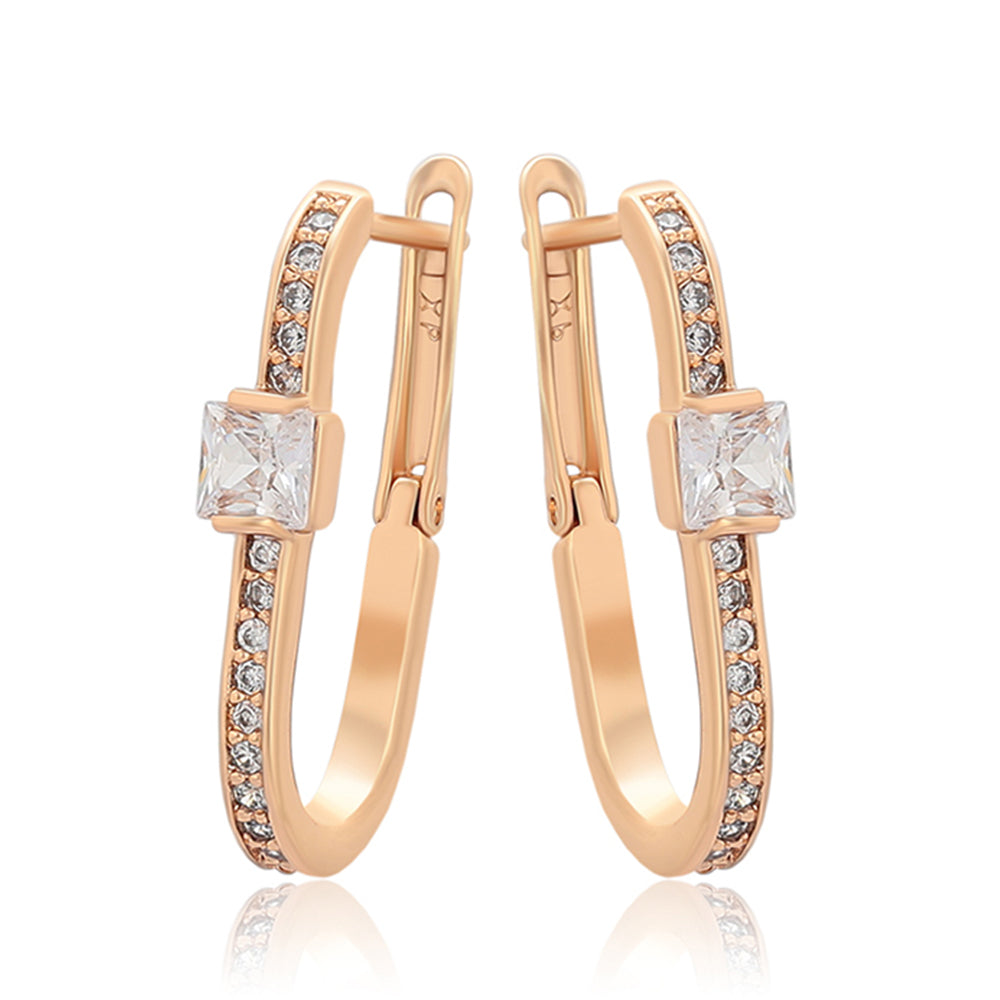 Pendientes de Aleación Bañado en Oro con Cristal Emporia® Blanco 1 