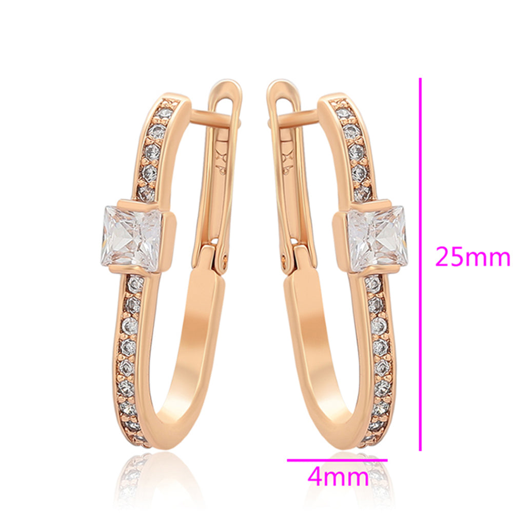 Pendientes de Aleación Bañado en Oro con Cristal Emporia® Blanco 2 