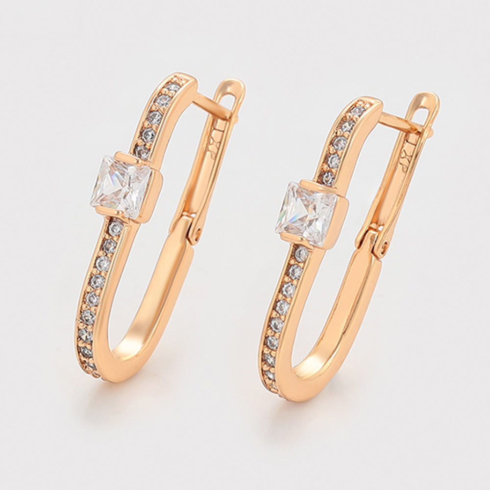 Pendientes de Aleación Bañado en Oro con Cristal Emporia® Blanco