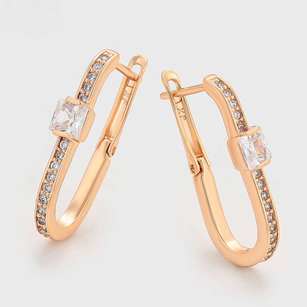 Pendientes de Aleación Bañado en Oro con Cristal Emporia® Blanco