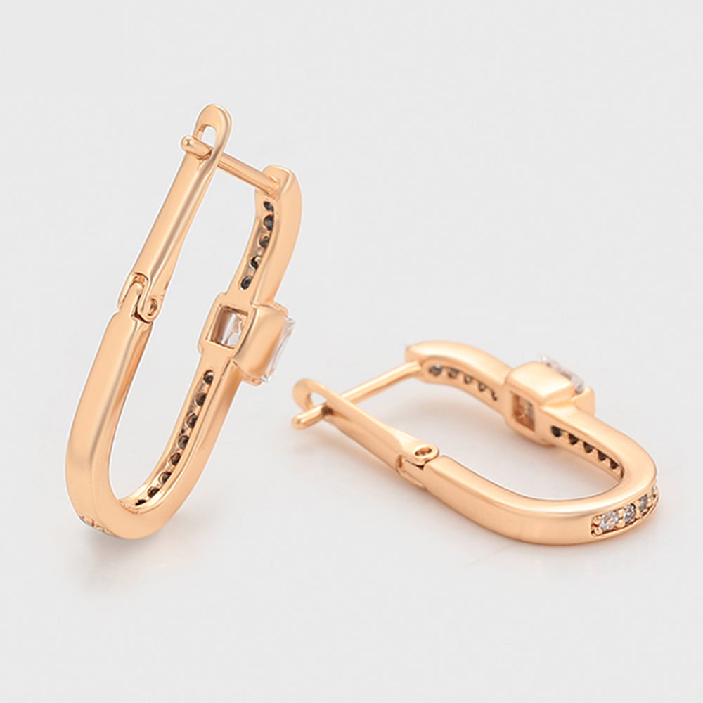 Pendientes de Aleación Bañado en Oro con Cristal Emporia® Blanco