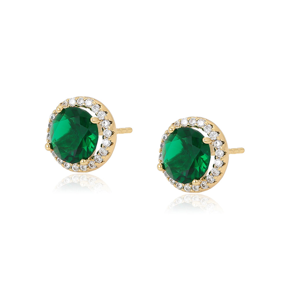 Pendientes de Aleación Bañado en Oro con Cristal Emporia® Verde y Cristal Emporia® Blanco 1 