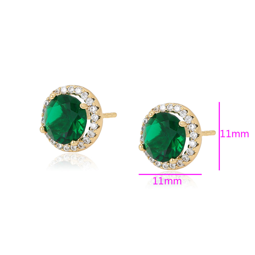 Pendientes de Aleación Bañado en Oro con Cristal Emporia® Verde y Cristal Emporia® Blanco 2 
