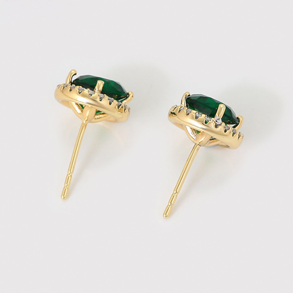 Pendientes de Aleación Bañado en Oro con Cristal Emporia® Verde y Cristal Emporia® Blanco 3 