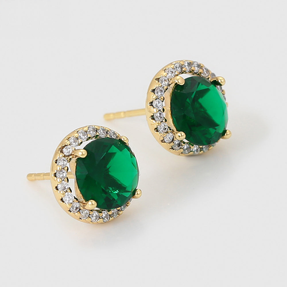 Pendientes de Aleación Bañado en Oro con Cristal Emporia® Verde y Cristal Emporia® Blanco 4 