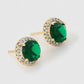 Pendientes de Aleación Bañado en Oro con Cristal Emporia® Verde y Cristal Emporia® Blanco
