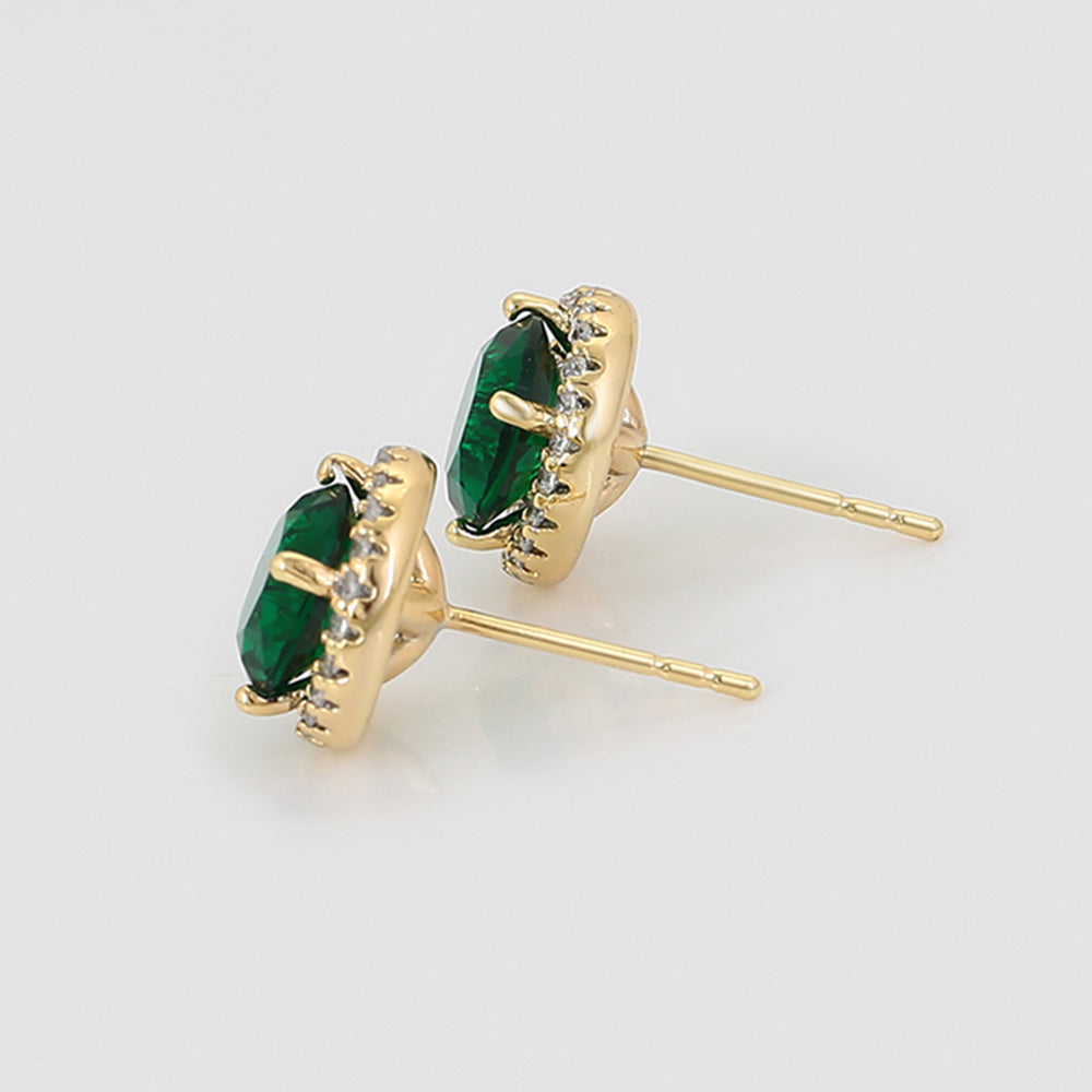 Pendientes de Aleación Bañado en Oro con Cristal Emporia® Verde y Cristal Emporia® Blanco 5 