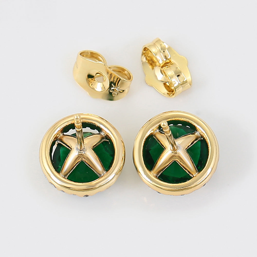 Pendientes de Aleación Bañado en Oro con Cristal Emporia® Verde y Cristal Emporia® Blanco 6 