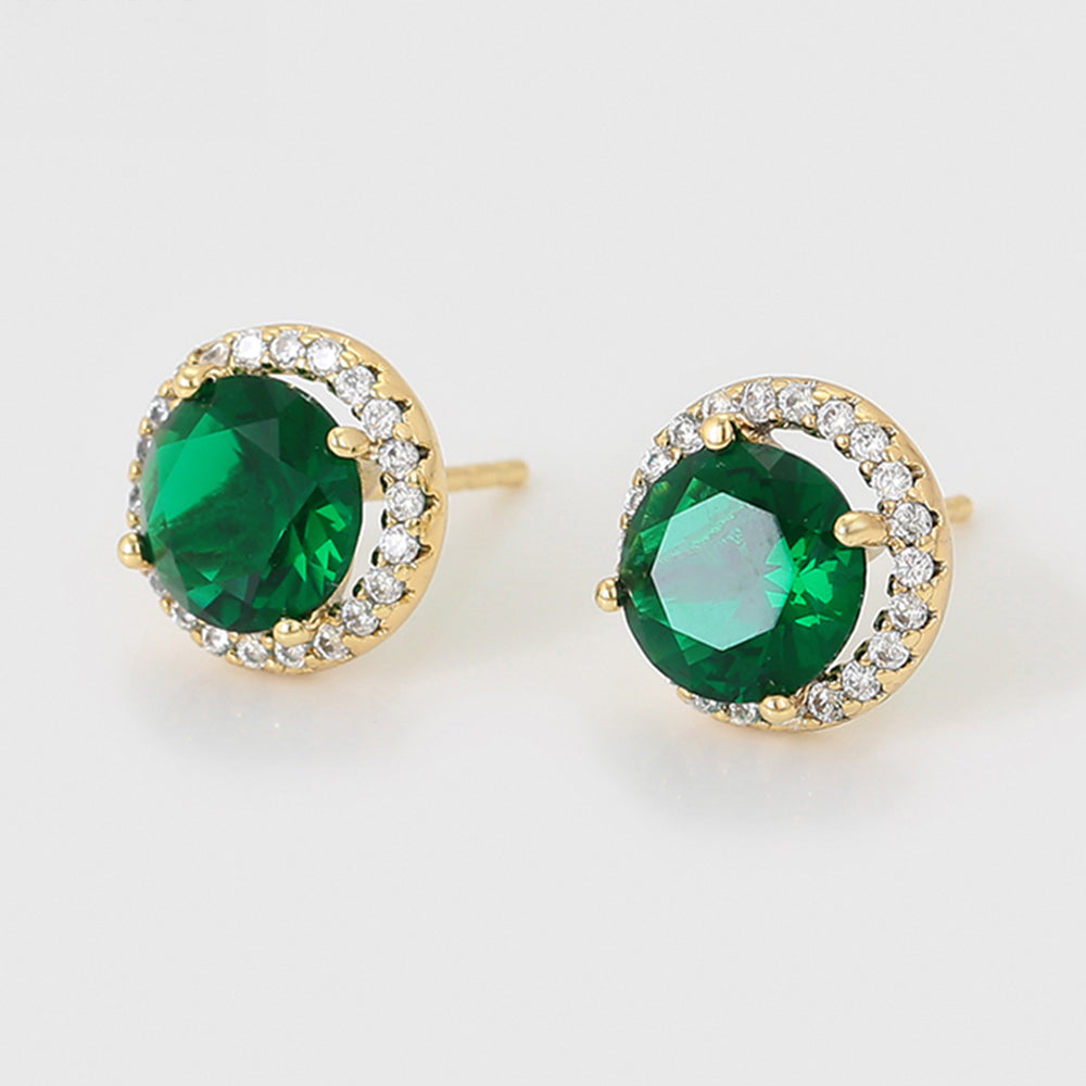 Pendientes de Aleación Bañado en Oro con Cristal Emporia® Verde y Cristal Emporia® Blanco 7 