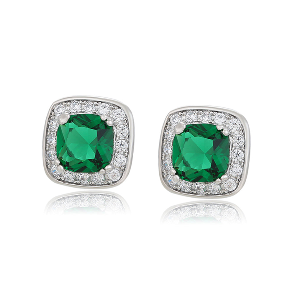 Pendientes de Aleación Bañado en Oro con Cristal Emporia® Verde y Cristal Emporia® Blanco 1 