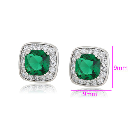 Pendientes de Aleación Bañado en Oro con Cristal Emporia® Verde y Cristal Emporia® Blanco