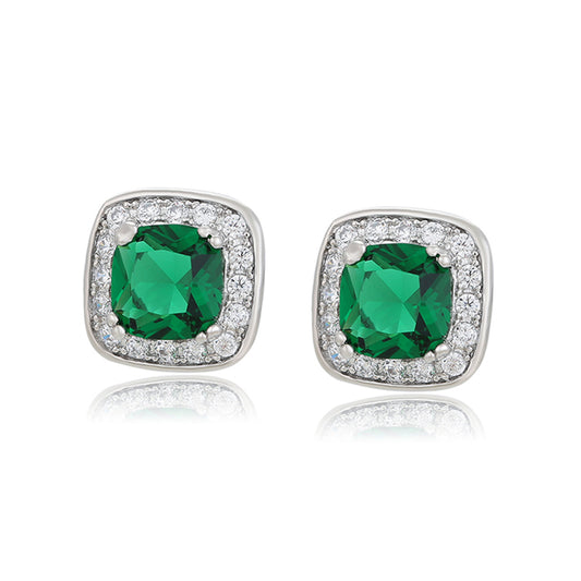 Pendientes de Aleación Bañado en Oro con Cristal Emporia® Verde y Cristal Emporia® Blanco